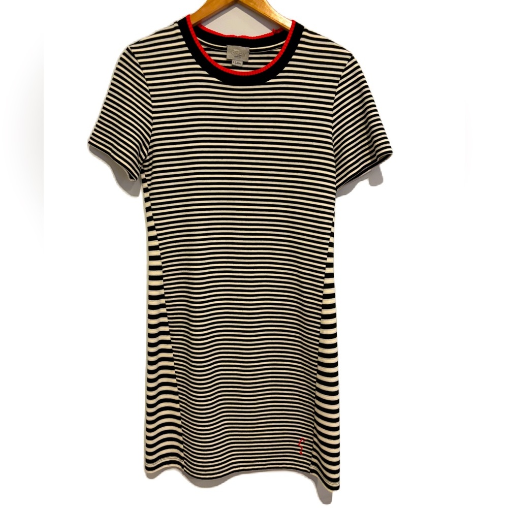Grey Jason Wu Black and White Striped Knee Length Dress Size Small